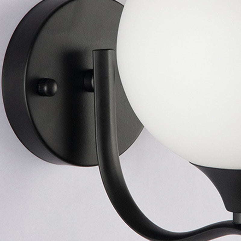 Modern Style Ball Shape Wall Light Glass Sconces in Black for Bedroom