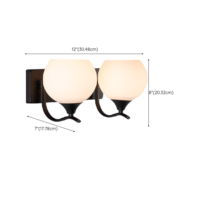 Modern Style Ball Shape Wall Light Glass Sconces in Black for Bedroom