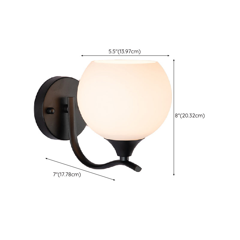 Modern Style Ball Shape Wall Light Glass Sconces in Black for Bedroom