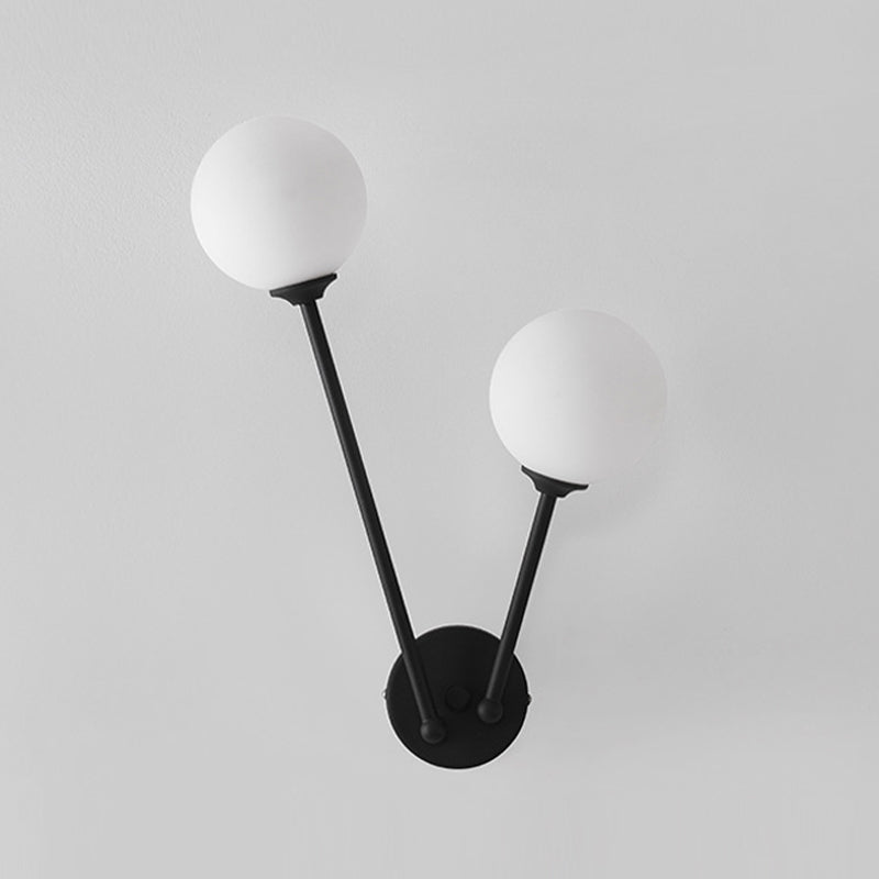 Modern Style Ball Shade Wall Light Glass 2 Light Sconces for Bedroom