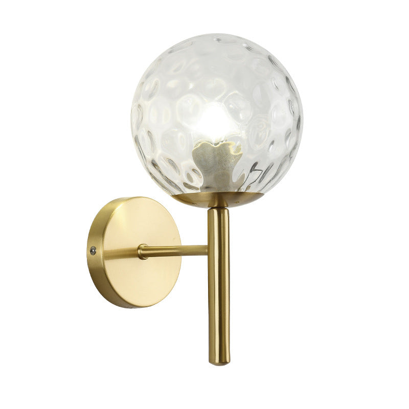 Modern Style Ball Wall Light Glass 1 Light Sconces in Gold for Bedroom