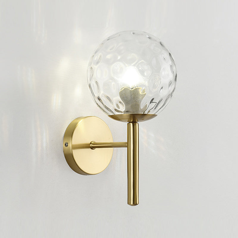 Modern Style Ball Wall Light Glass 1 Light Sconces in Gold for Bedroom