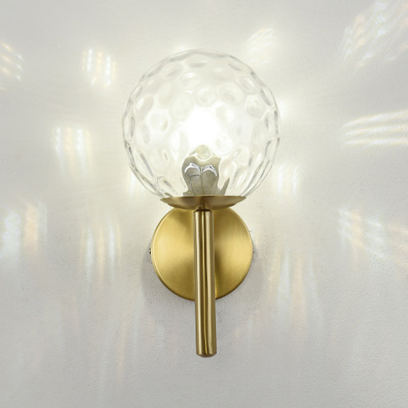 Modern Style Ball Wall Light Glass 1 Light Sconces in Gold for Bedroom