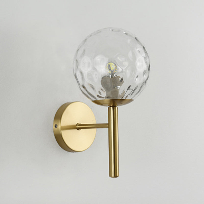 Modern Style Ball Wall Light Glass 1 Light Sconces in Gold for Bedroom