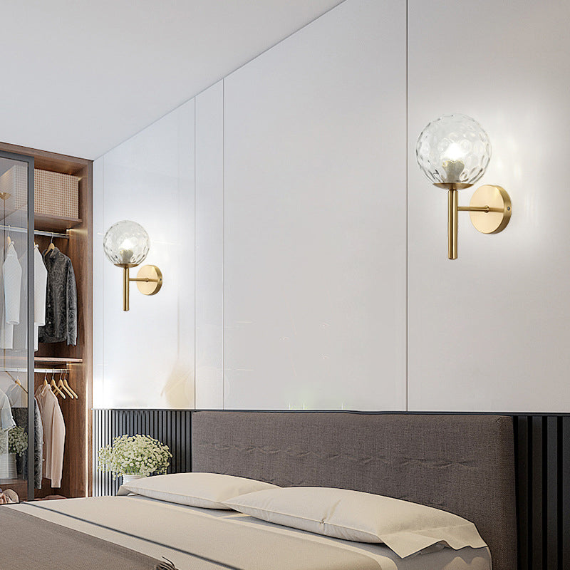 Modern Style Ball Wall Light Glass 1 Light Sconces in Gold for Bedroom