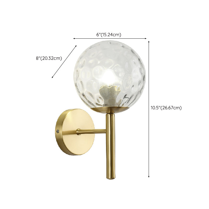 Modern Style Ball Wall Light Glass 1 Light Sconces in Gold for Bedroom