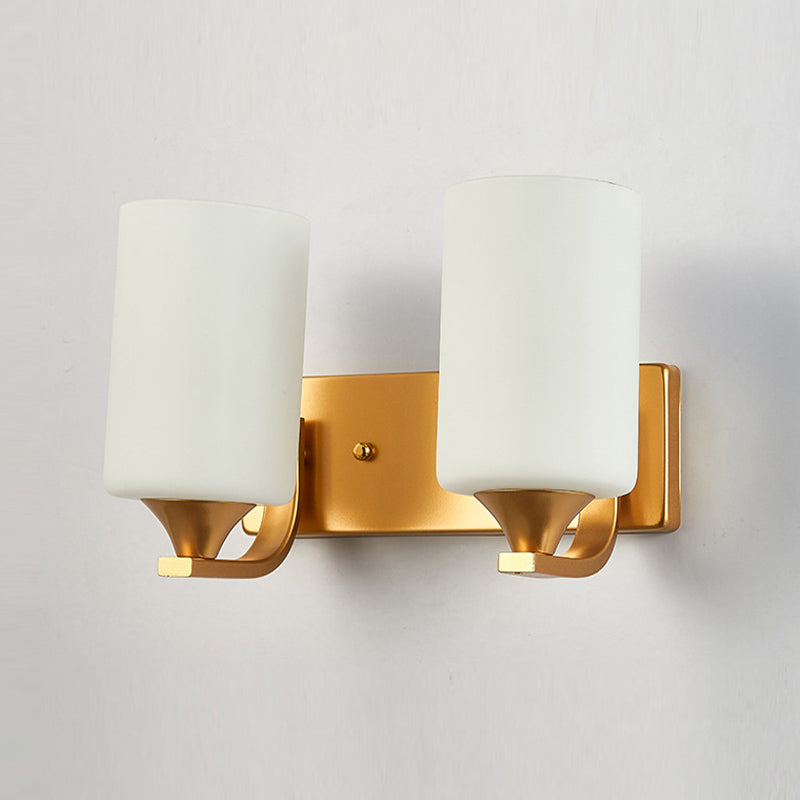 Modern Style Cylinder Shade Wall Light Glass Sconces for Bedroom