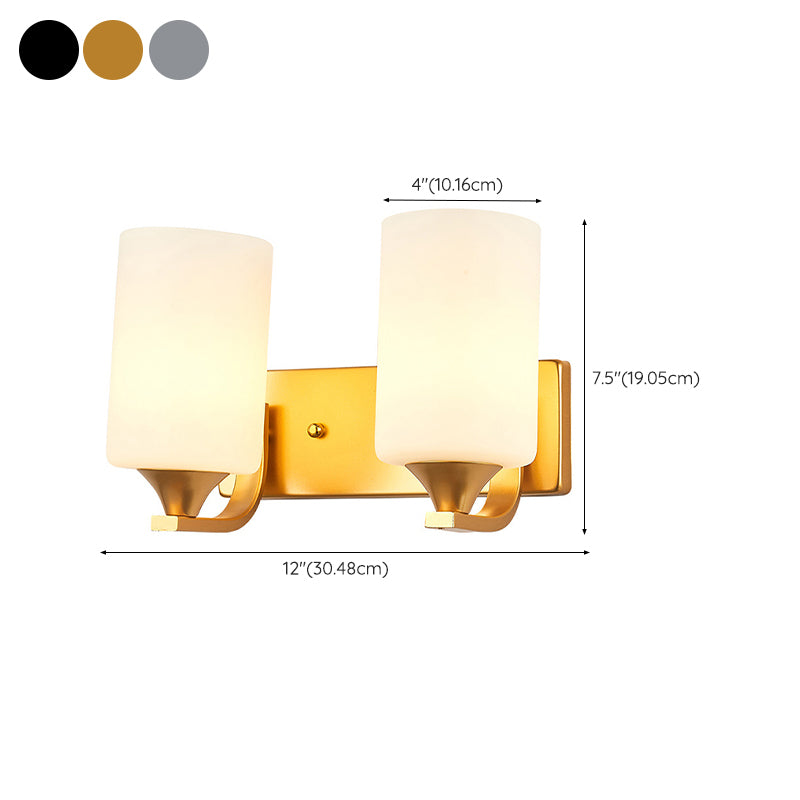 Modern Style Cylinder Shade Wall Light Glass Sconces for Bedroom