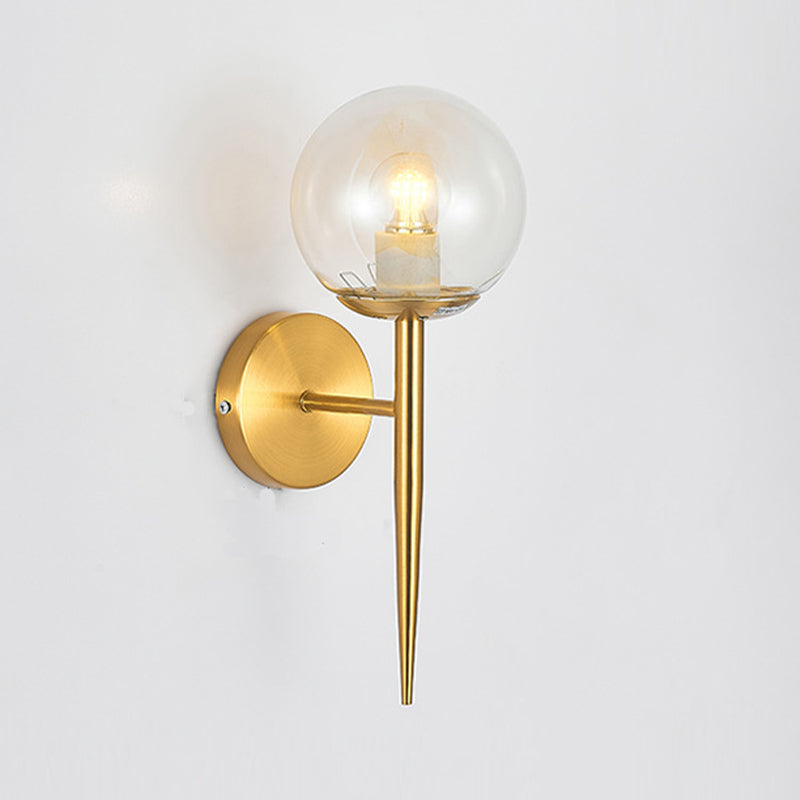 Modern Style Ball Shade Wall Light Glass 1 Light Sconces in Gold for Living Room