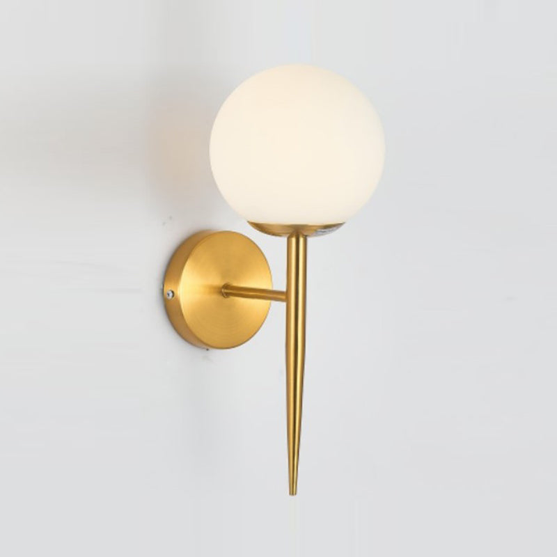 Modern Style Ball Shade Wall Light Glass 1 Light Sconces in Gold for Living Room