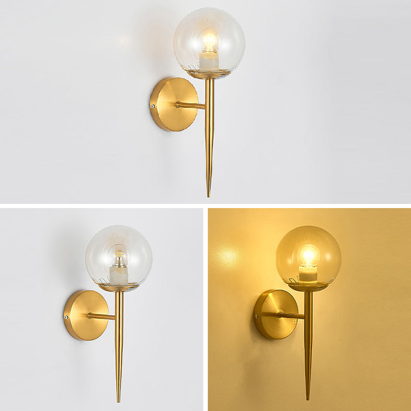 Modern Style Ball Shade Wall Light Glass 1 Light Sconces in Gold for Living Room