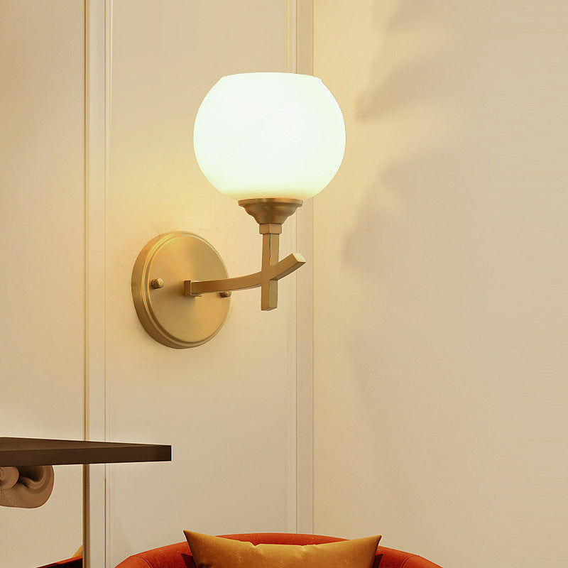 Modern Style Ball Shade Wall Light Glass 1 Light Sconces in Gold for Aisle