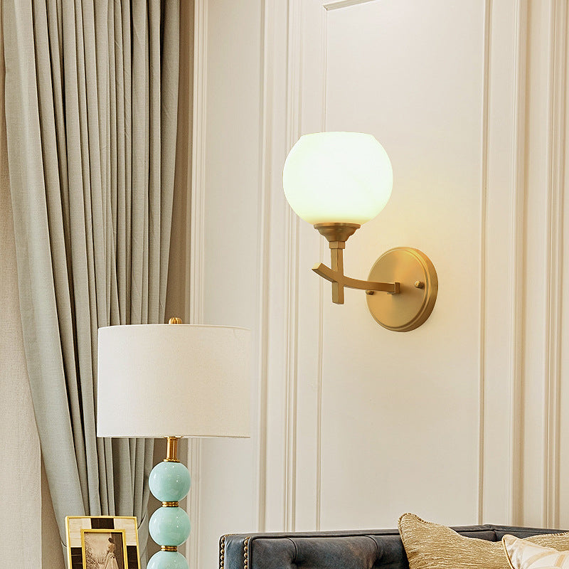 Modern Style Ball Shade Wall Light Glass 1 Light Sconces in Gold for Aisle