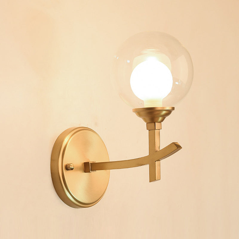 Modern Style Ball Shade Wall Light Glass 1 Light Sconces in Gold for Aisle