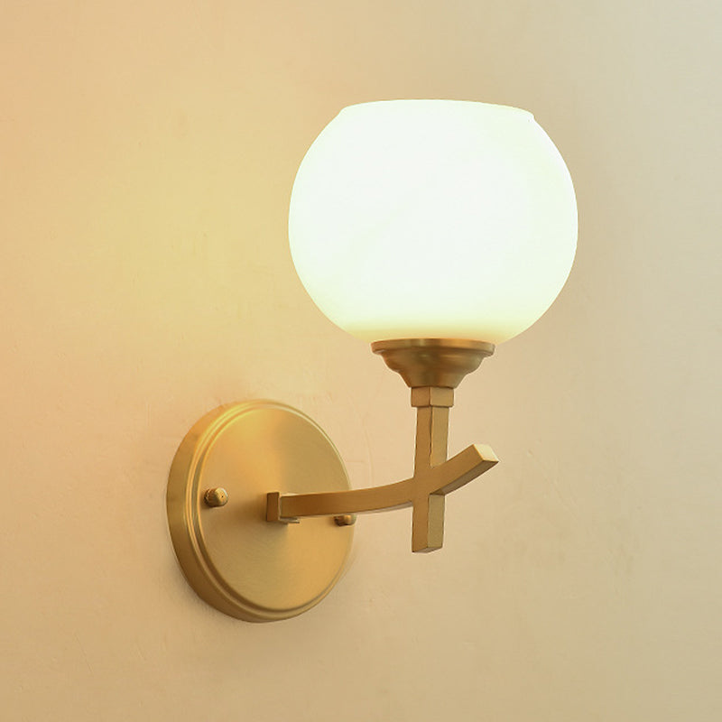 Modern Style Ball Shade Wall Light Glass 1 Light Sconces in Gold for Aisle