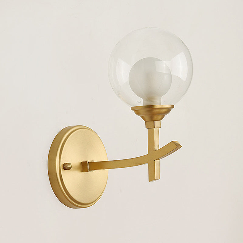 Modern Style Ball Shade Wall Light Glass 1 Light Sconces in Gold for Aisle