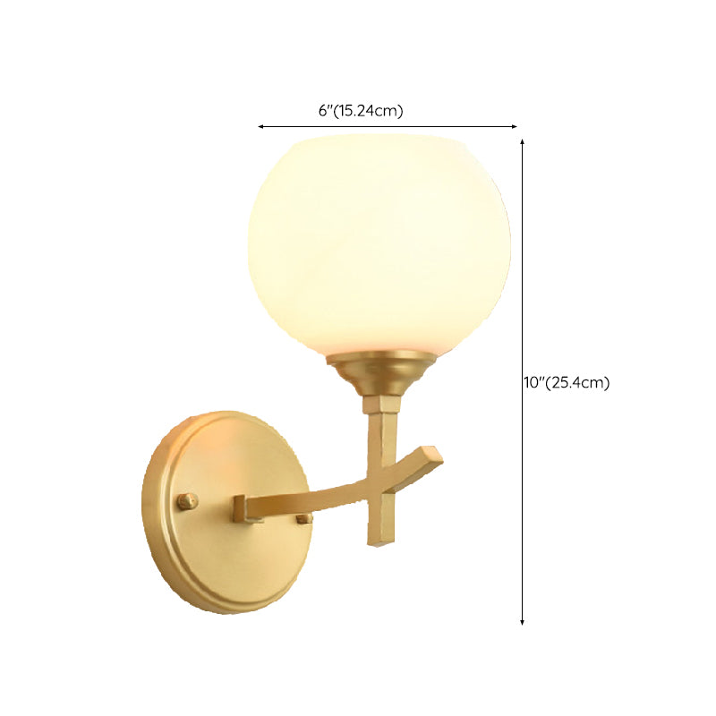Modern Style Ball Shade Wall Light Glass 1 Light Sconces in Gold for Aisle