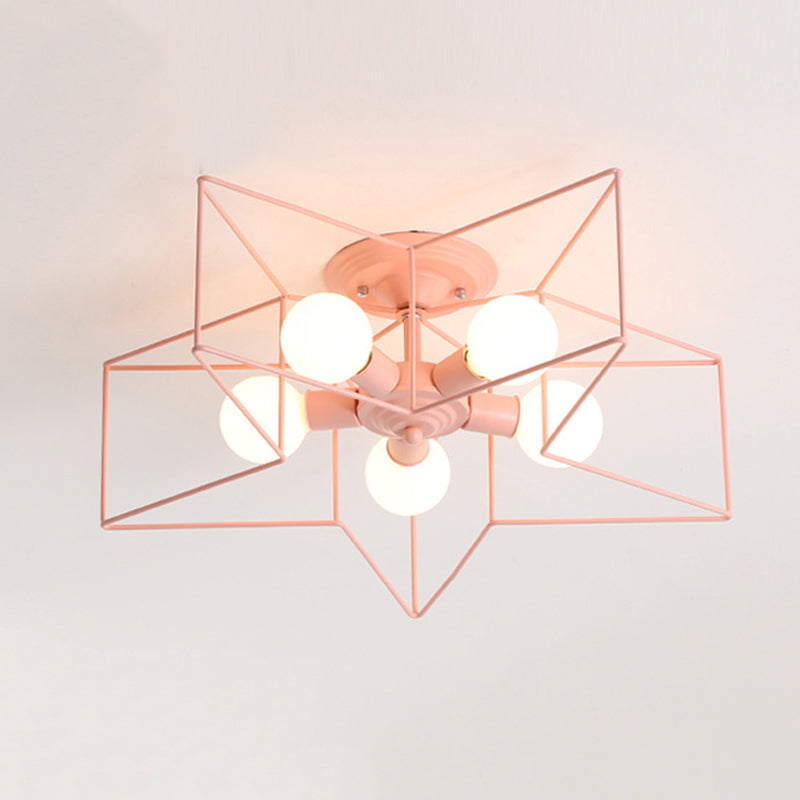 5 Light Star Shape Flush Mount Ceiling Fixture Modern Flush Ceiling Lights for Dining Room
