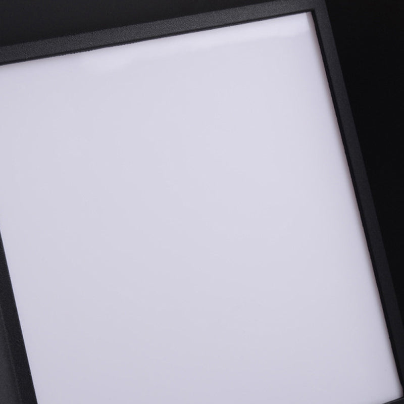 Rectangular Shape Metal Pillar Lamp Modern Style 1 Light Waterproof Outdoor Light in Black