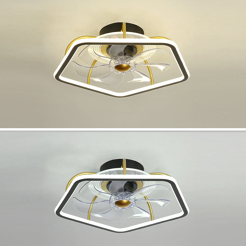 7-Blade Modernism Ceiling Fan Black/Golden Fan with Light for Bedroom