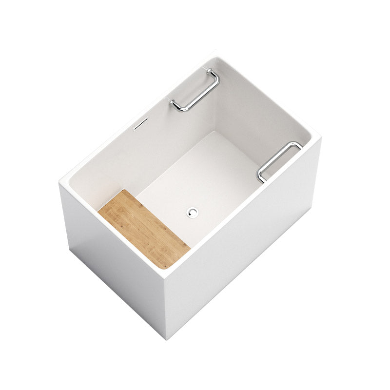 Modern Rectangle White Acrylic Bathtub Back to Wall with Drain Bath Tub and Overflow Hole