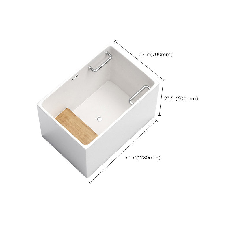 Modern Rectangle White Acrylic Bathtub Back to Wall with Drain Bath Tub and Overflow Hole