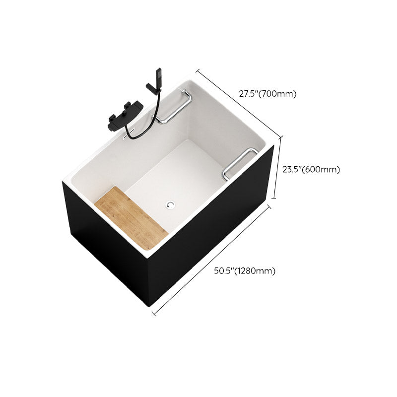 Modern Rectangle White Acrylic Bathtub Back to Wall with Drain Bath Tub and Overflow Hole