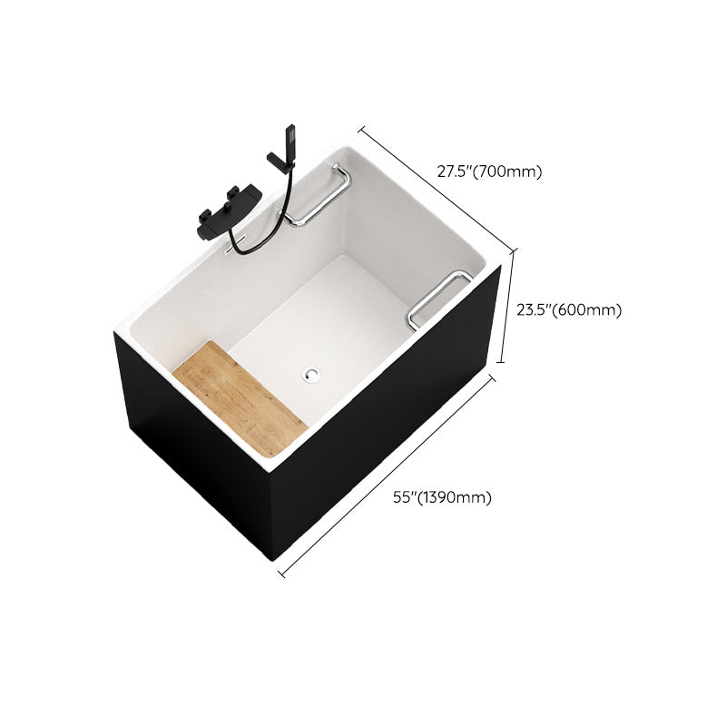 Modern Rectangle White Acrylic Bathtub Back to Wall with Drain Bath Tub and Overflow Hole