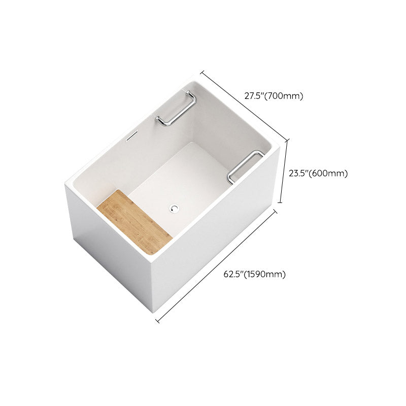 Modern Rectangle White Acrylic Bathtub Back to Wall with Drain Bath Tub and Overflow Hole