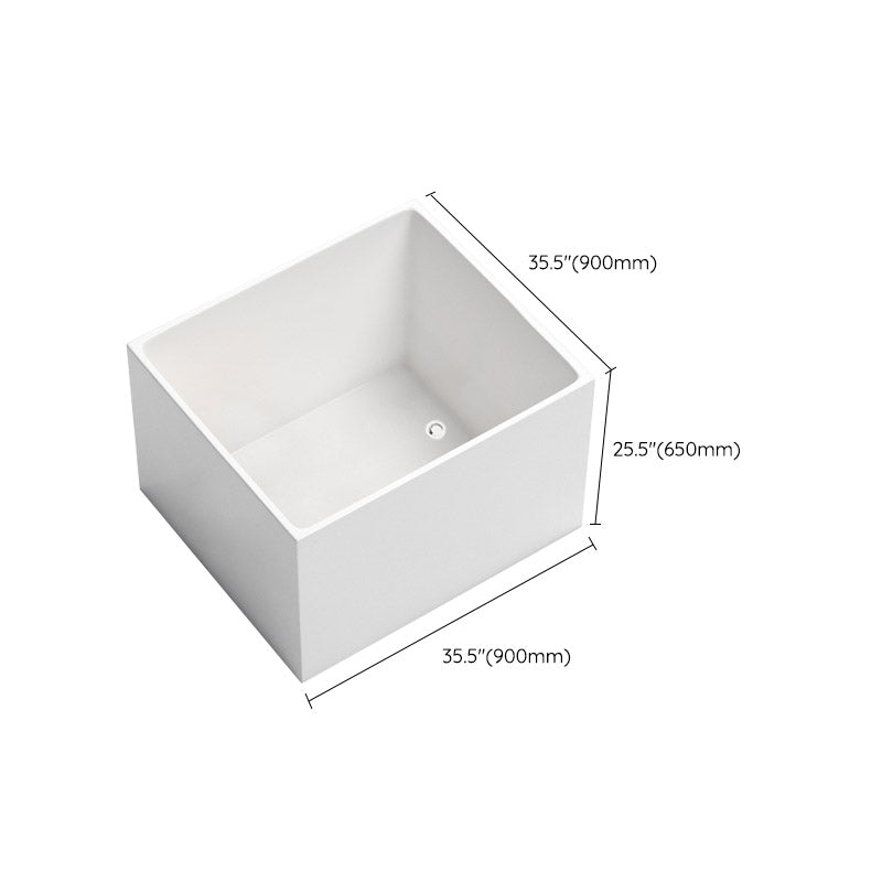 Modern Rectangle White Acrylic Bathtub Back to Wall with Drain Bath Tub and Overflow Hole