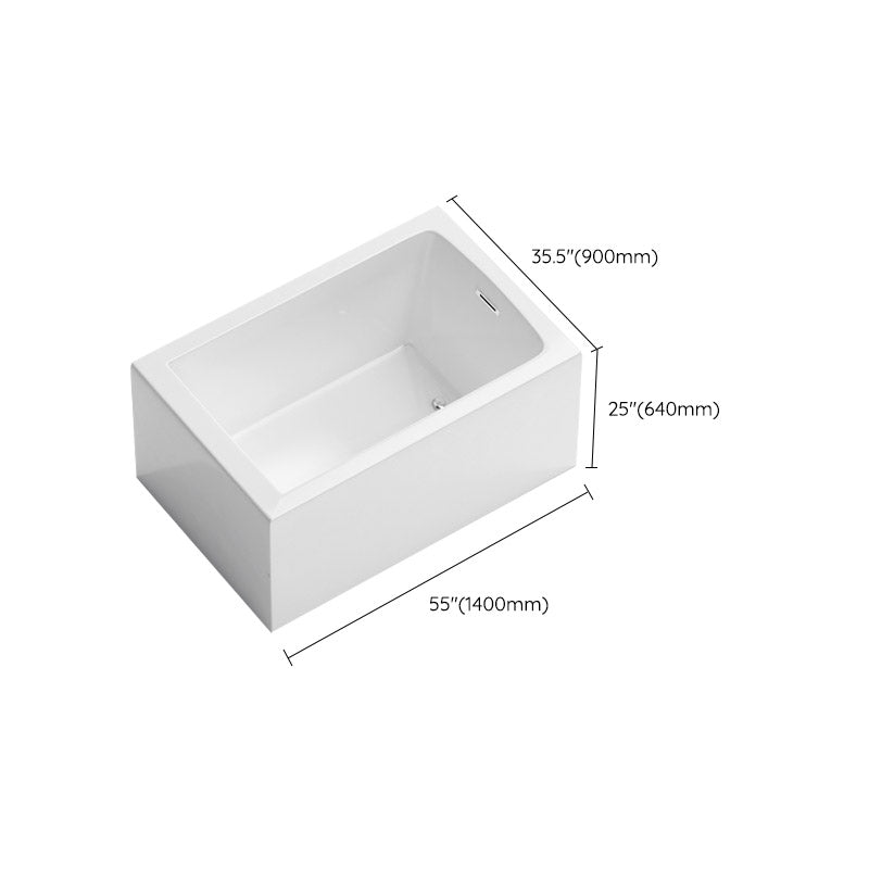 Modern Rectangle White Acrylic Bathtub Back to Wall with Drain Bath Tub and Overflow Hole