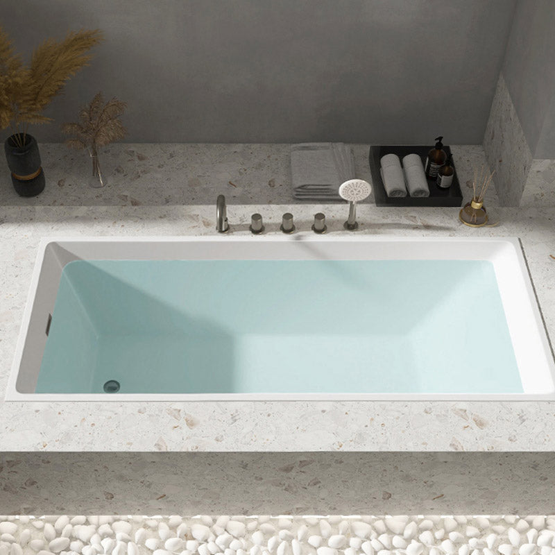 Modern Acrylic Embedded Bathtub Rectangle with Drain Bath Tub and Overflow Hole