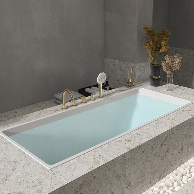 Modern Acrylic Embedded Bathtub Rectangle with Drain Bath Tub and Overflow Hole