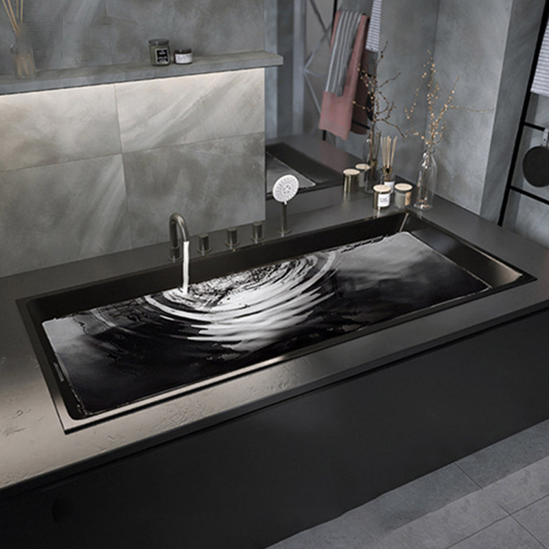 Modern Acrylic Embedded Bathtub Rectangle with Drain Bath Tub and Overflow Hole