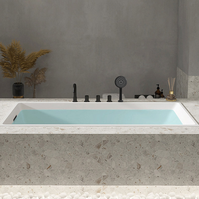 Modern Acrylic Embedded Bathtub Rectangle with Drain Bath Tub and Overflow Hole