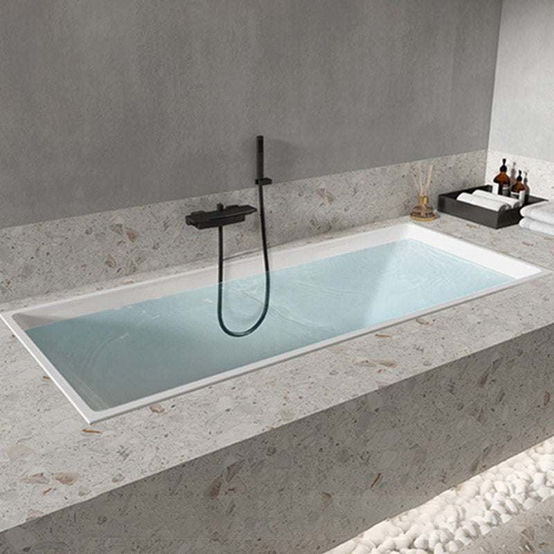 Modern Acrylic Embedded Bathtub Rectangle with Drain Bath Tub and Overflow Hole