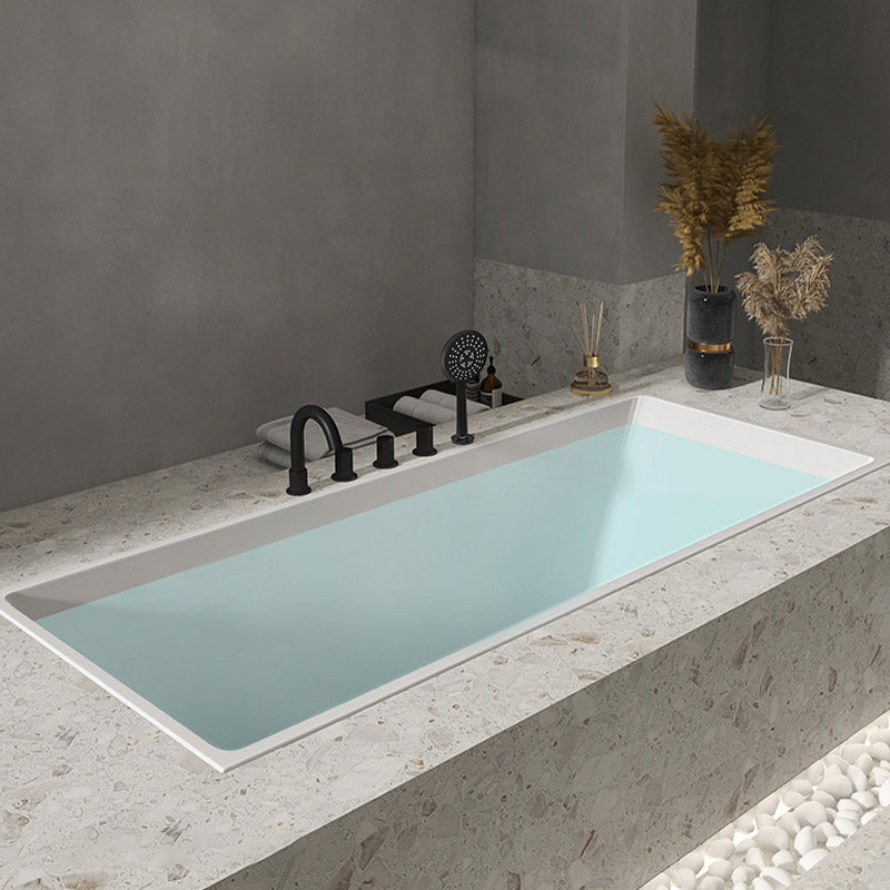Modern Acrylic Embedded Bathtub Rectangle with Drain Bath Tub and Overflow Hole