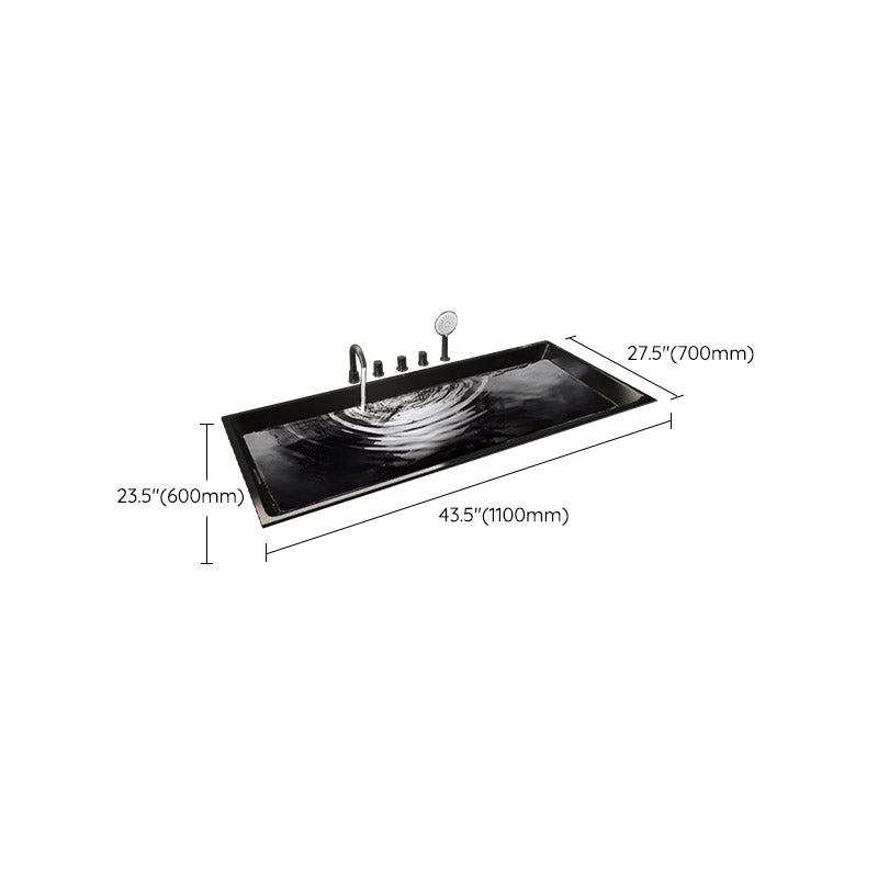 Modern Acrylic Embedded Bathtub Rectangle with Drain Bath Tub and Overflow Hole