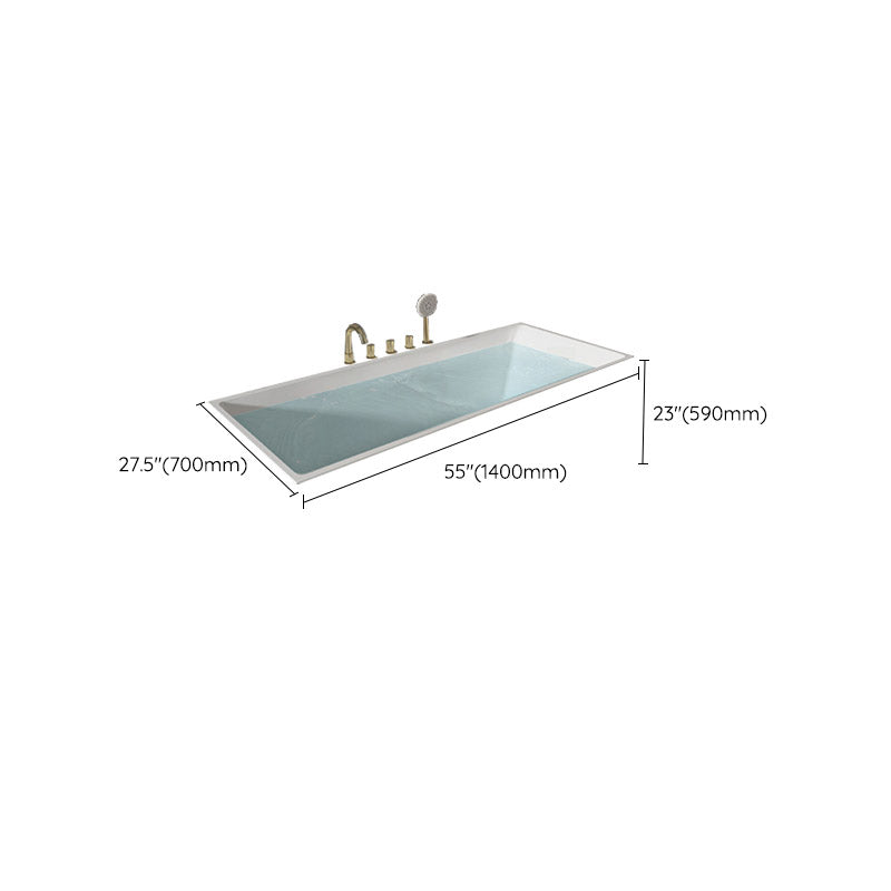 Modern Acrylic Embedded Bathtub Rectangle with Drain Bath Tub and Overflow Hole