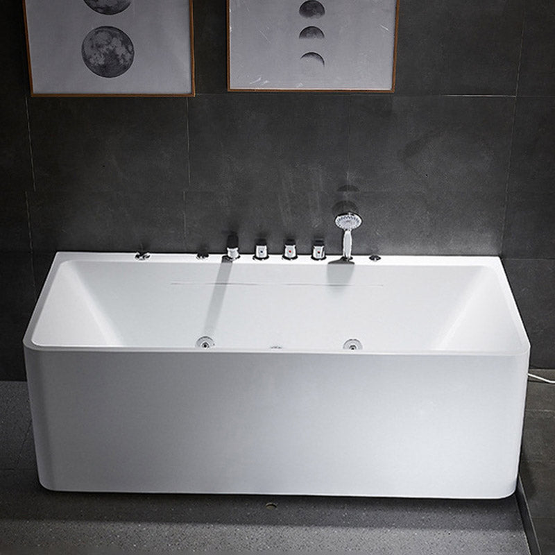 Modern Acrylic Rectangular Bath Tub White Whirlpool Freestanding Bathtub