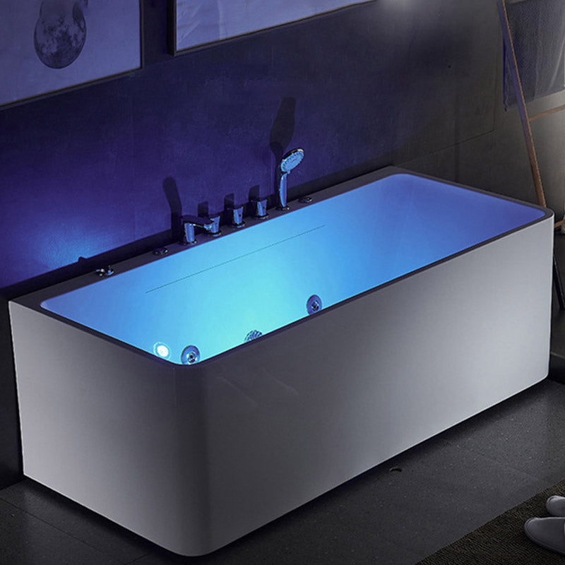 Modern Acrylic Rectangular Bath Tub White Whirlpool Freestanding Bathtub