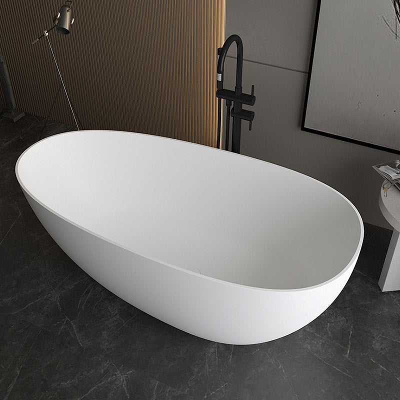 Modern Ellipse Bathtub Stone Freestand Soaking Bathtub with Drain Bath Tub