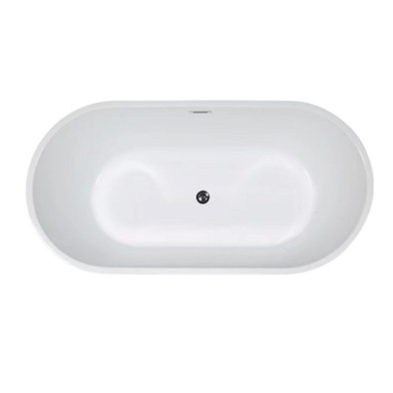Modern Acrylic Ellipse Bathtub White Freestand Soaking Bathtub with Overflow Hole