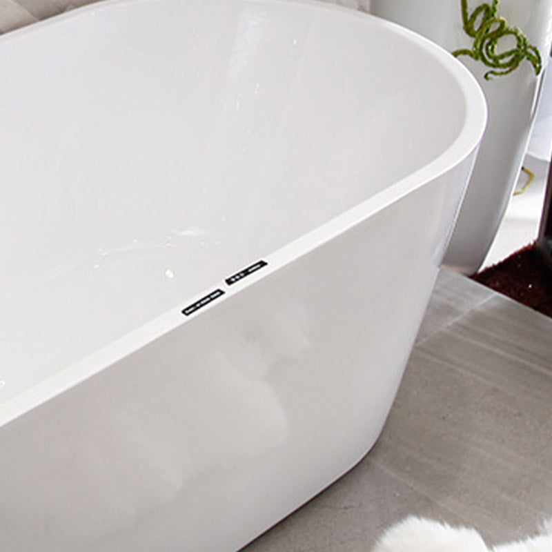 Modern Acrylic Ellipse Bathtub White Freestand Soaking Bathtub with Overflow Hole