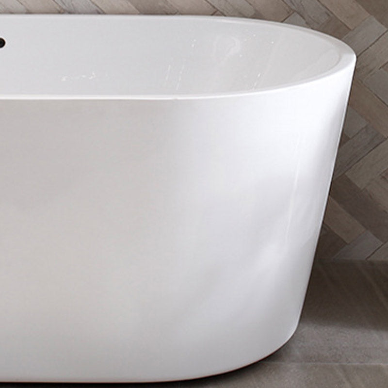Modern Acrylic Ellipse Bathtub White Freestand Soaking Bathtub with Overflow Hole