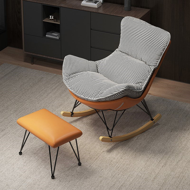 Modern Upholstered Rocker Chair Metal Frame Spindle Rocker Chair with Ottoman