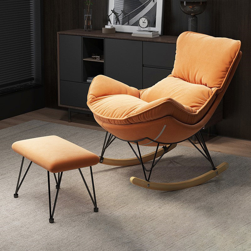 Modern Upholstered Rocker Chair Metal Frame Spindle Rocker Chair with Ottoman