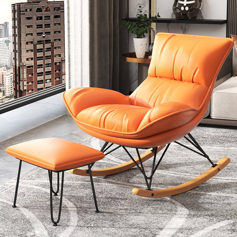 Contemporary Upholstered Rocker Chair Metal Frame Spindle Rocker Chair with Ottoman