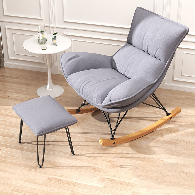 Contemporary Upholstered Rocker Chair Metal Frame Spindle Rocker Chair with Ottoman