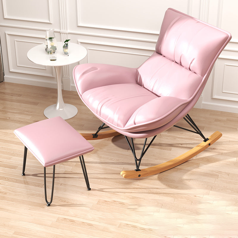 Contemporary Upholstered Rocker Chair Metal Frame Spindle Rocker Chair with Ottoman